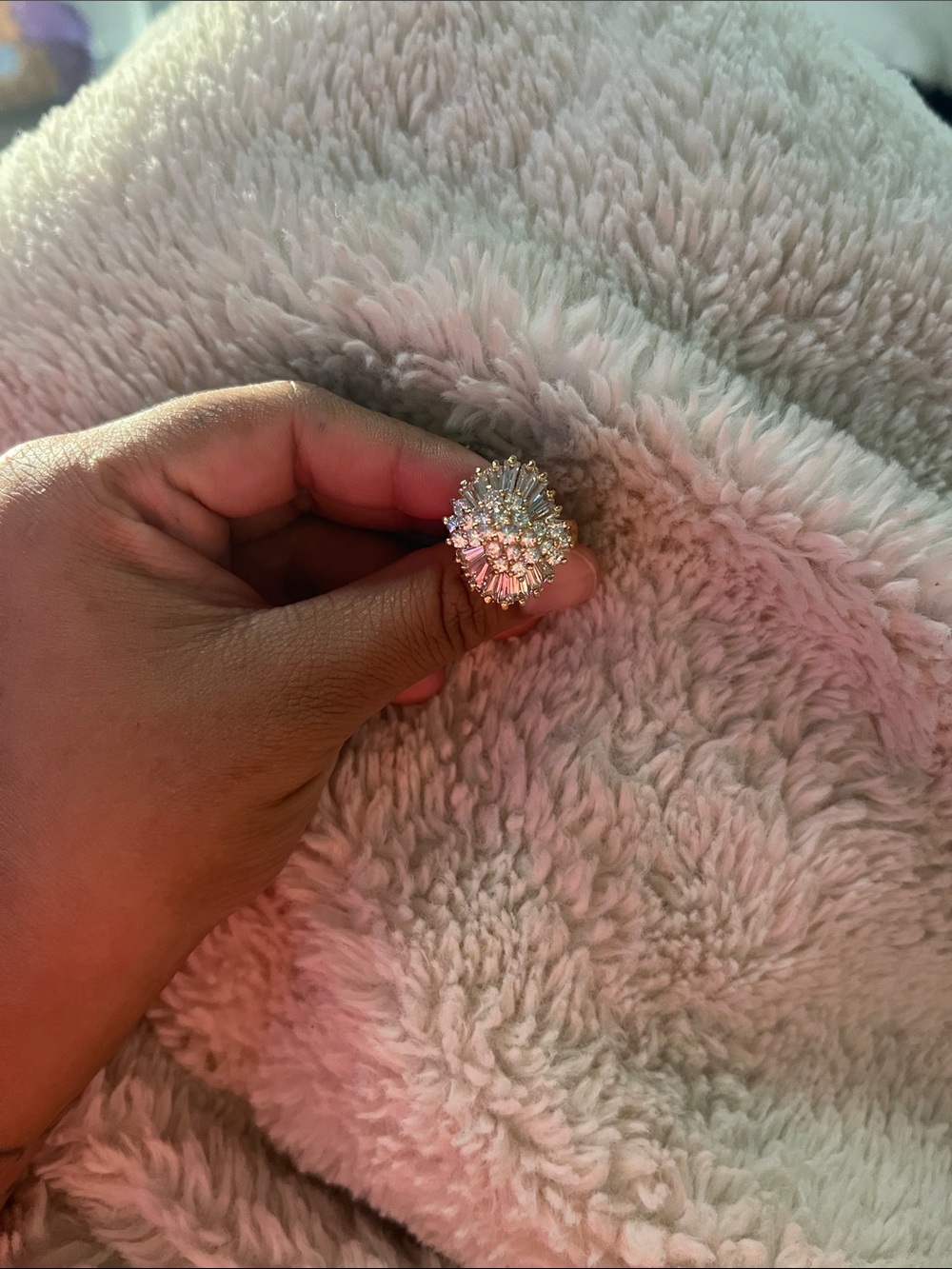 Sparkling Gold Crystal Cluster Ring - Women's Statement Jewelry